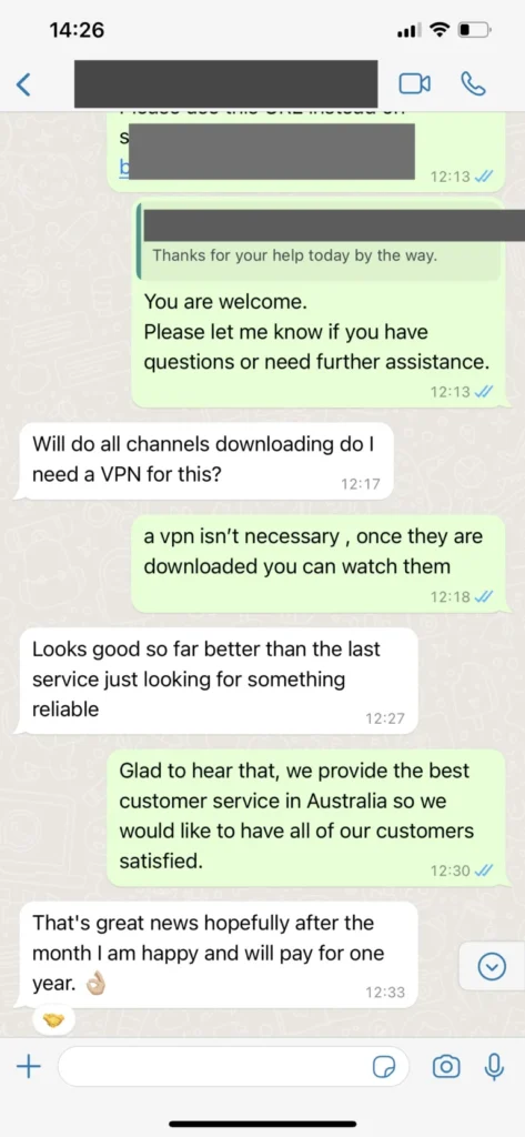 kavitv technical support guidance screenshot on WhatsApp