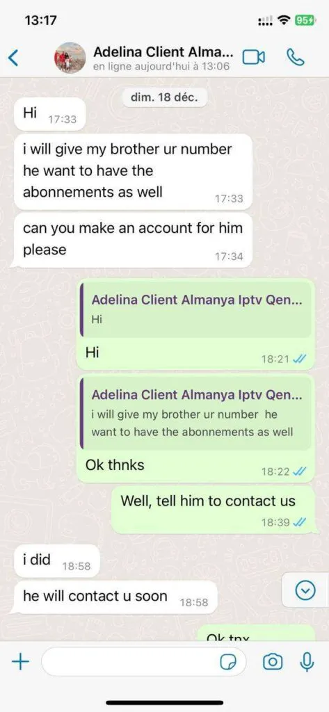 kavitv activation confirmation chat via WhatsApp
